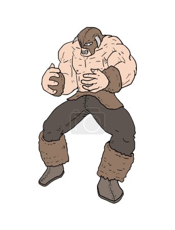 Creative design of strong barbarian illustration