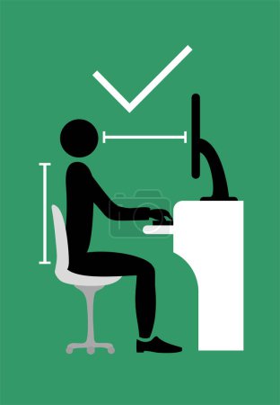 Téléchargez les illustrations : Conception créative du bon dos assis pose symbole - en licence libre de droit