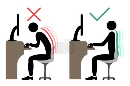 Illustration for Creative design of correct office back sitting - Royalty Free Image