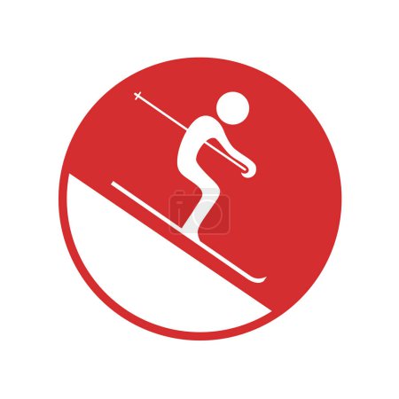 Téléchargez les illustrations : Conception créative de cercle rouge signe de ski - en licence libre de droit