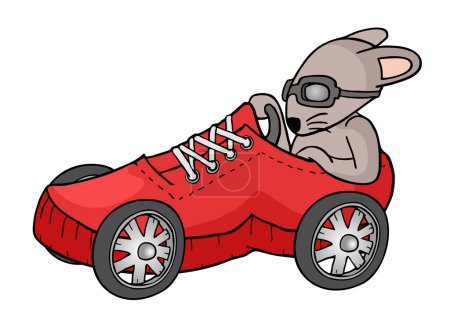 Illustration for Creative design of rat driving a racing car - Royalty Free Image