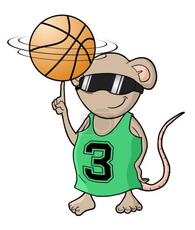 Téléchargez les illustrations : Conception créative de rat joueur de basket - en licence libre de droit