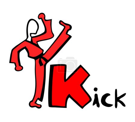 Téléchargez les illustrations : Conception créative de Kick karaté symbole - en licence libre de droit