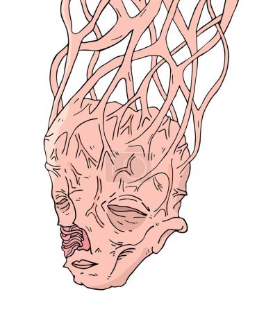 Ilustración de Diseño creativo de la cabeza mutante de deformidad - Imagen libre de derechos