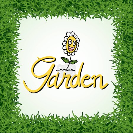 Ilustración de Diseño creativo de la ilustración del jardín en el marco de hierba - Imagen libre de derechos