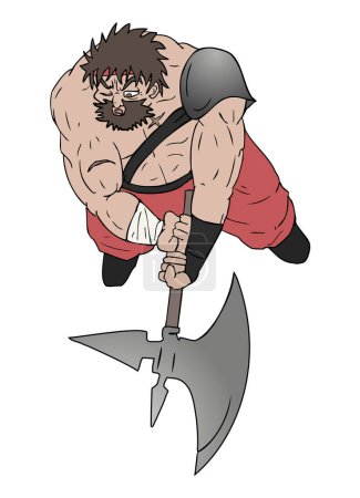 Ilustración de Diseño creativo de guerrero fuerte con hacha - Imagen libre de derechos