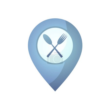 Creative design of blue location restaurant point