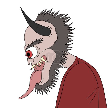 Téléchargez les illustrations : Conception créative de démon animal avec longue langue - en licence libre de droit
