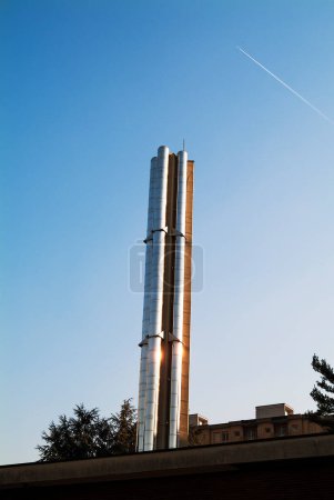 Photo for Detail of Chimney with group of pipes in polished steel - Royalty Free Image