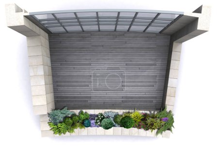 Téléchargez les photos : Jardinage en terrasse comme point culminant architectural dans le projet de logement, rendu 3D - en image libre de droit