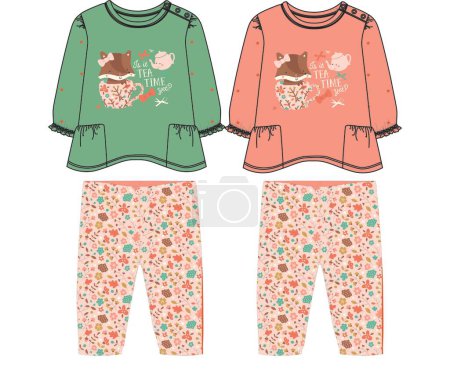 Téléchargez les illustrations : Dessins de pyjamas pour enfants et bébés. Coupe mignonne et slogan. - en licence libre de droit