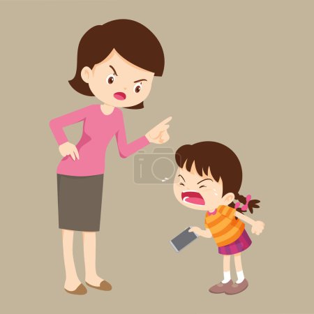 parent angry scold to kid addicted phone