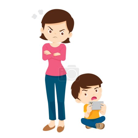 parent en colère grondement pour enfant accro téléphone