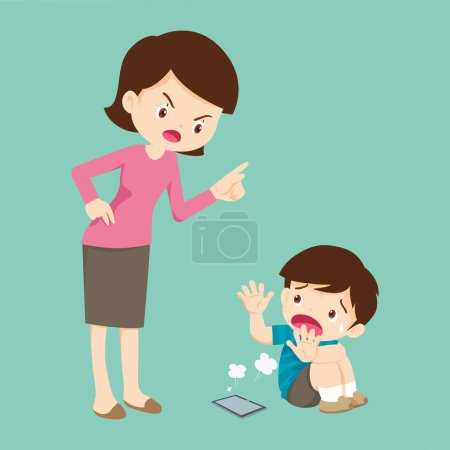 parent angry scold to kid addicted phone