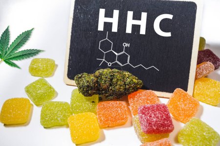 Photo for Medical Marijuana Edibles, Candies Infused with HHC Cannabis in food industry - Royalty Free Image