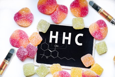 Photo for HHC Hexahydrocannabinol is a psychoactive half synthetic cannabinoid edibles - Royalty Free Image