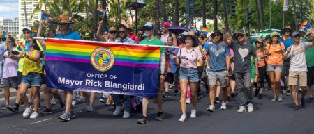 Photo for Honolulu, Hawaii, Oct 15, 2022 - Gay Pride Paraide - mayors office marches. - Royalty Free Image