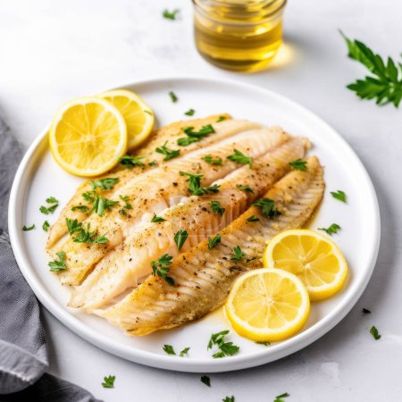 Photo for Plate of tilapia with lemon - Royalty Free Image
