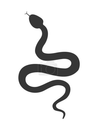 Téléchargez les illustrations : Serpent silhouette noire. Un symbole isolé. L'icône du serpent. Illustration vectorielle - en licence libre de droit