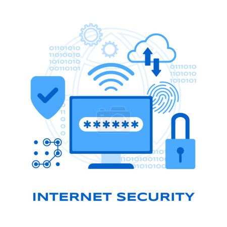 Ilustración de Safer Internet Day. Social Media. Web banner, infographics, web page. Flat illustration. Vector - Imagen libre de derechos