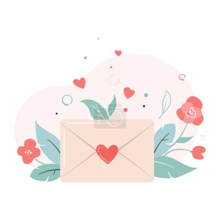 Foto de Postage cute envelope. Love message for Valentine's Day. Vector illustration for website, invitation, postcard and sticker - Imagen libre de derechos