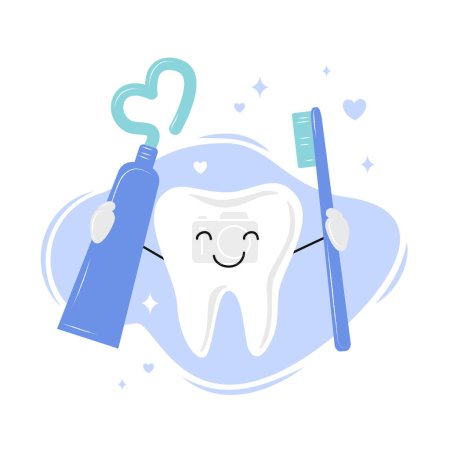 Foto de Children Dental Health Month. Teeth care icon. Oral dental hygiene - Imagen libre de derechos