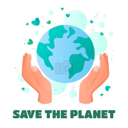 Foto de Protección del medio ambiente. Manos y globo.Manos sosteniendo globo. Ilustración del vector del día de la Tierra para cartel, banner, impresión, web - Imagen libre de derechos