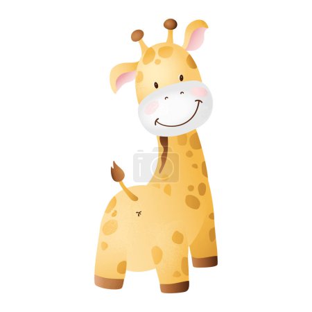 Foto de Bonita jirafa de dibujos animados. Fauna africana. Divertido personaje infantil de dibujos animados para la ducha del bebé, impresión, tarjetas, invitación, fondos de pantalla, decoración - Imagen libre de derechos