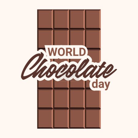 World chocolate day text with chocolate bar background. Minimalist web banner, poster, postcard