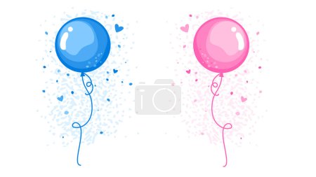 Foto de Globos de helio azul y rosa para fiesta de revelación de género, decoración de eventos, saludos, invitaciones, baby shower, vacaciones, cumpleaños, es un niño, es una niña - Imagen libre de derechos