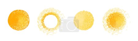 Téléchargez les illustrations : Le soleil jaune brille de rayons de lumière. Journée mondiale du soleil. Énergie solaire chaude - en licence libre de droit