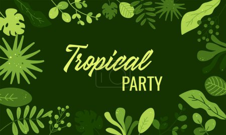 Foto de Fiesta en la playa. Follaje tropical exótico para invitaciones a fiestas, carteles de venta y bodas, tarjetas de felicitación - Imagen libre de derechos