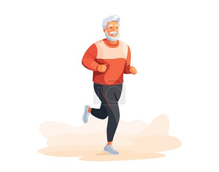 Foto de Feliz hombre mayor corriendo y sonriendo. Ilustración vectorial Aislado sobre fondo blanco - Imagen libre de derechos