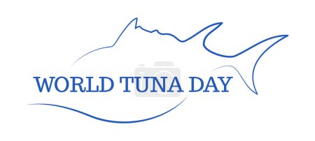 Ilustración de Día Mundial del Atún. 2 de mayo. Símbolo de atún moderno para negocios, postal, logotipo, camiseta, pegatina, volante. Ilustración vectorial aislada sobre fondo blanco - Imagen libre de derechos