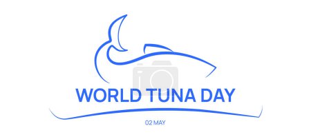 Ilustración de Signo de pez. Día Mundial del Atún. 2 de mayo. Símbolo de atún moderno para negocios, postal, logotipo, camiseta, pegatina, volante. Ilustración vectorial aislada sobre fondo blanco - Imagen libre de derechos