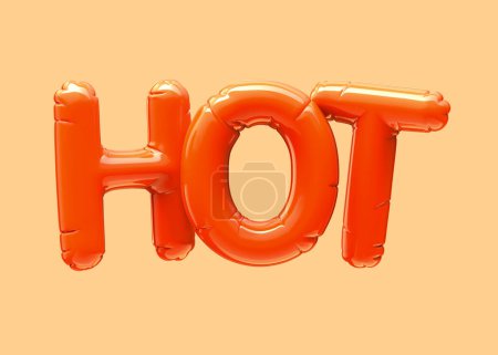 Téléchargez les photos : 3d rendre la couleur orange ballon phrase chaude - en image libre de droit