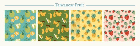 Beaux fonds d'écran avec motif de fruits taïwanais isolé sur fond blanc