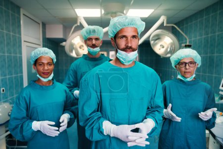 Photo for Group of exhausted surgeons at the emergency room as a sign of stress and overwork in hospital - Royalty Free Image