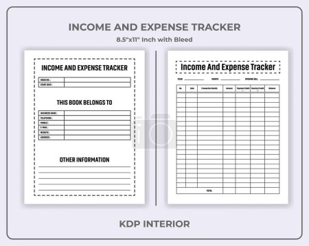 Illustration for Income And Expense Tracker KDP Interior - Royalty Free Image