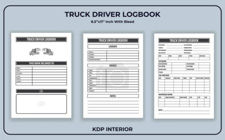 Téléchargez les illustrations : Modèle de carnet de route du conducteur de camion - en licence libre de droit