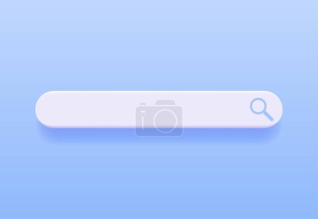 3D-Suchleiste leer isoliert. Browser-Button-Vorlage für Website, Anwendung und Benutzeroberfläche. Navigationssuche nach Apps. Suchformular Render mit Schatten auf rosa Hintergrund. Vektorillustration