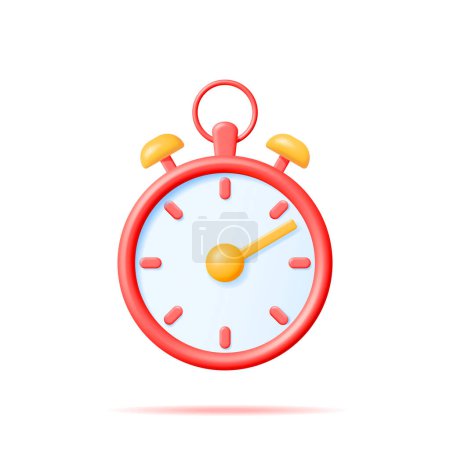 Illustration for 3D Analog Chronometer Timer Counter Isolated. Render Clock Stopwatch Icon. Measurement of Time, Deadline, Time-Keeping and Time Management Concept. Watch Symbol. Minimal Vector Illustration - Royalty Free Image
