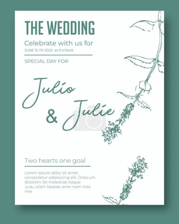 Téléchargez les photos : Modèle de carte de mariage modifiable avec ornement floral - en image libre de droit