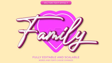 Téléchargez les photos : Thème familial effet de texte modifiable avec ornement de coeur et fond abstrait - en image libre de droit