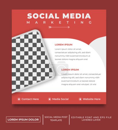 Téléchargez les photos : Modèle de message de médias sociaux avec thème de marketing de médias sociaux - en image libre de droit