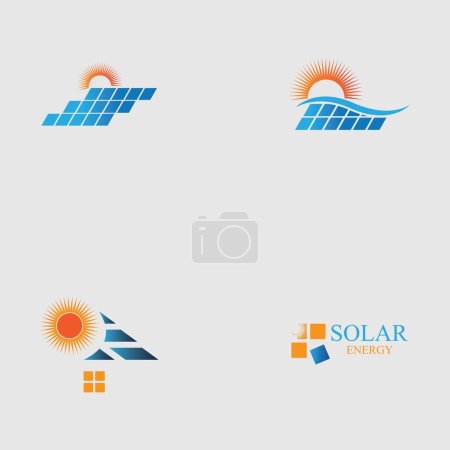 Téléchargez les illustrations : Ensemble de logo solaire icône de l'énergie design vectoriel - en licence libre de droit