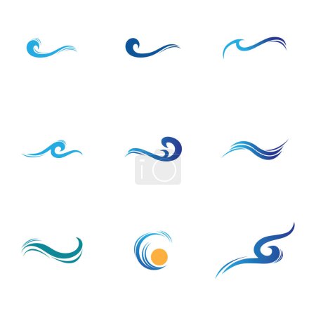 Téléchargez les illustrations : Abstract Water wave icon vector illustration design logo - en licence libre de droit