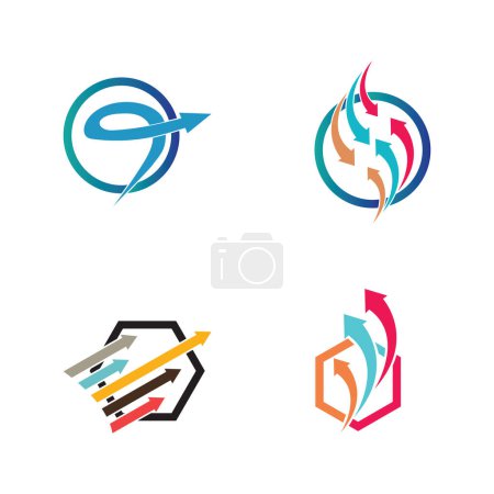Téléchargez les illustrations : Collection de logos simples et élégants symboles flèches illustration vectorielle - en licence libre de droit