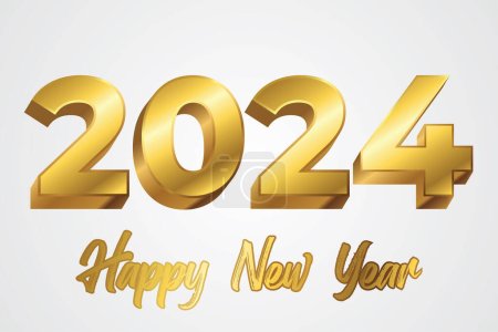Ilustración de 2024 Diseño feliz año nuevo en elegante look dorado - Imagen libre de derechos