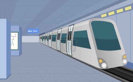 Photo for Metro rail in Platform, Vector Illustration - Royalty Free Image